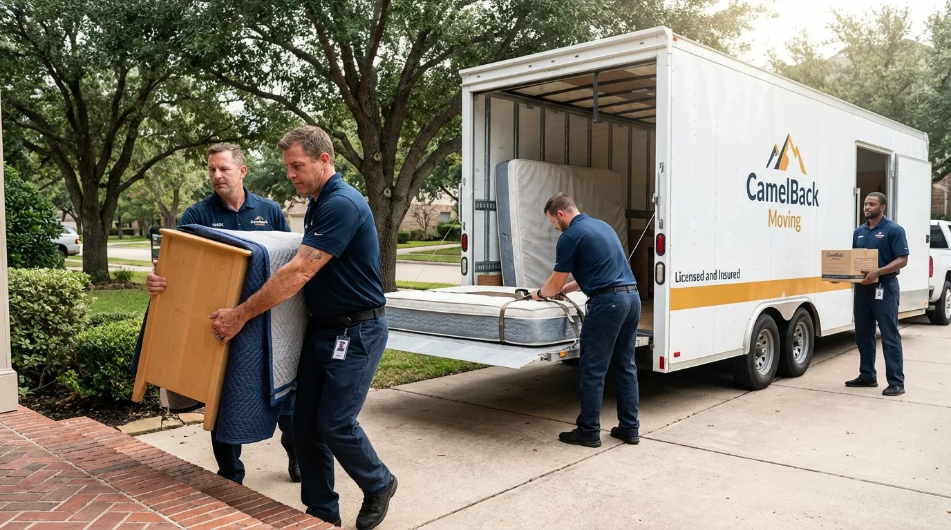 Crew loading residential truck for cross-state move from Hayden, ID