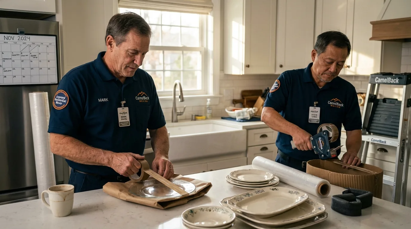 Professional crew packing kitchen dishware in Hayden, ID